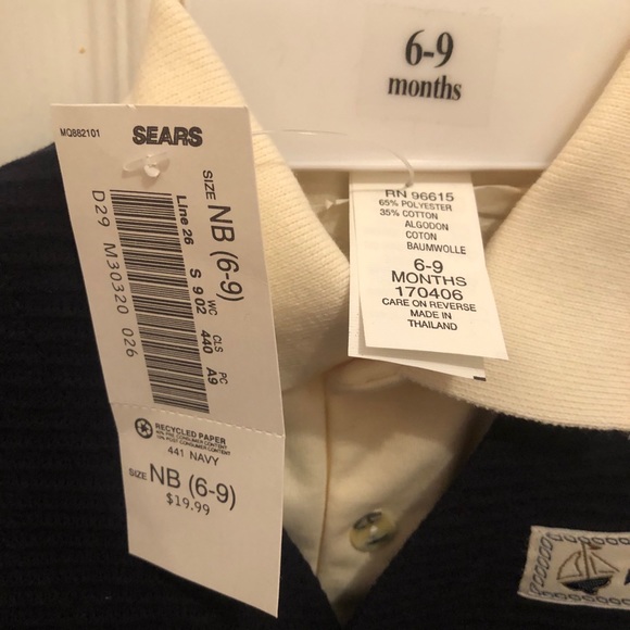 6/9 Months Boy Polo Shirt Sweater & Shorts Outfit - Picture 7 of 7